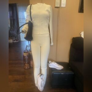 Women's new set Cream set  leggind size L
New Shoes 7.5  purse Good condition .